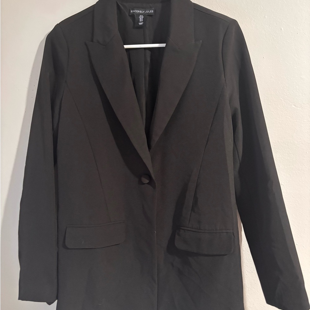 Sincerly Jules Black Single-Button Notch Lapel Blazer